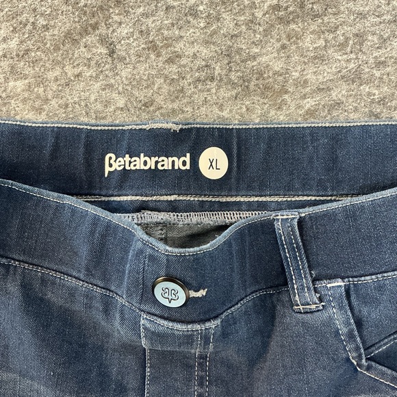 Betabrand Elastic Waist Casual Everyday Dark Wash Straight Leg Blue Jeans XL - Picture 3 of 4